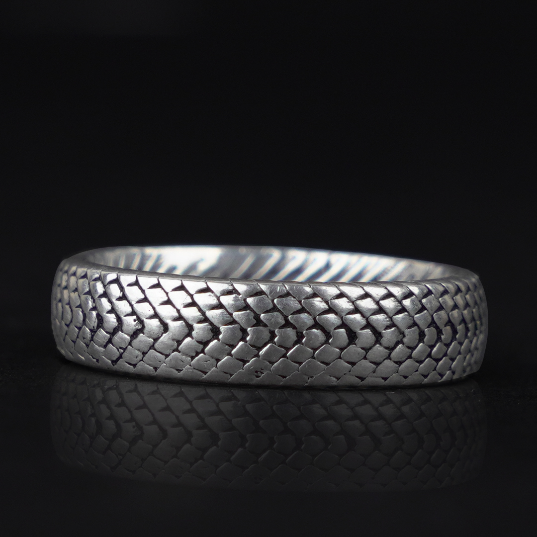 Snake Skin Band Ring For Men in 925 Silver
