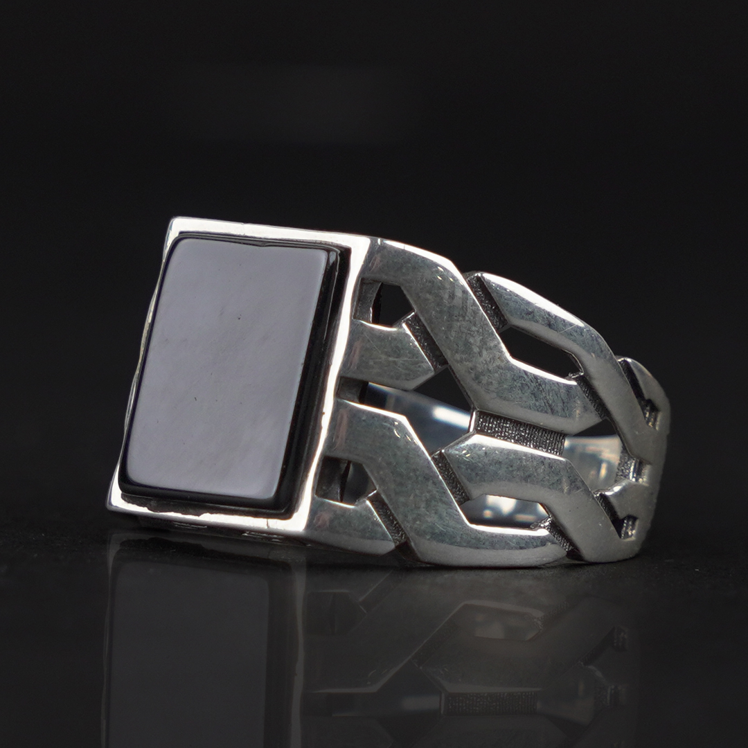Men's Silver Ring with Black Onyx Stone