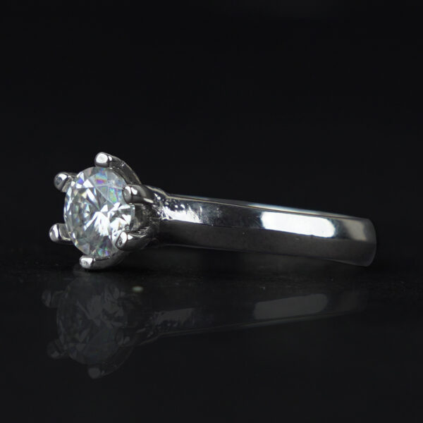 Sterling Silver Ring with 1 Carat Moissanite Diamond - Image 3