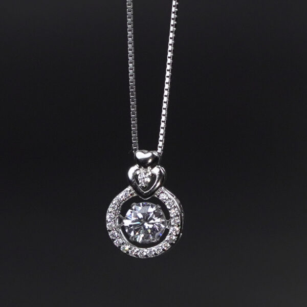 Sterling Silver Round Pendant with Moving Zircon Stone