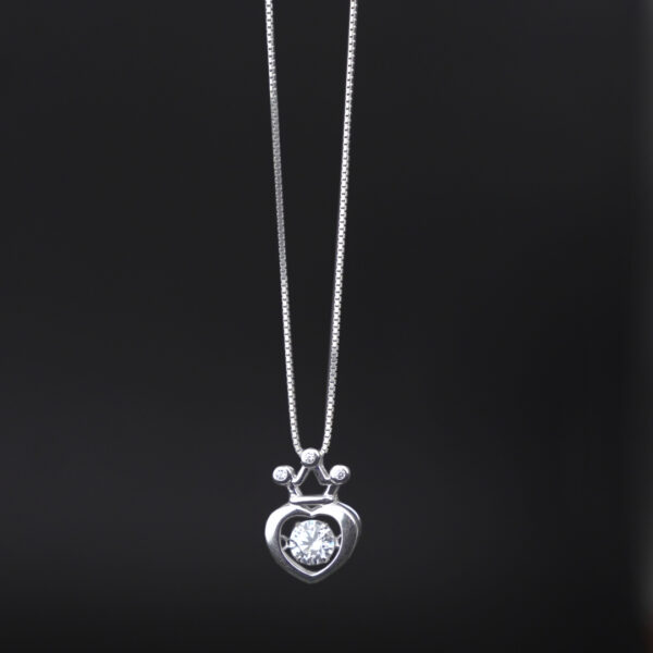 Sterling Silver Queen Pendant with Moving Zircon Stone - Image 2