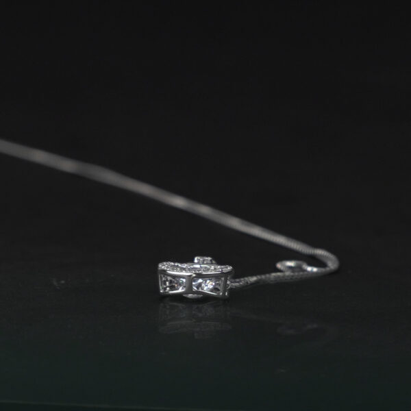 Sterling Silver Round Pendant with Moving Zircon Stone - Image 2