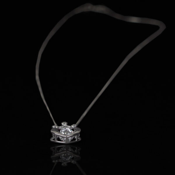 Sterling Silver Queen Pendant with Moving Zircon Stone - Image 3